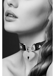 Черный чокер с замком в форме сердца - Bijoux Pour Toi - купить с доставкой в Долгопрудном