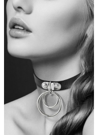 Черный чокер с двумя кольцами - Bijoux Pour Toi - купить с доставкой в Долгопрудном