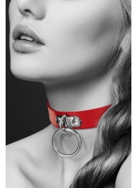 Красный узенький чокер с кольцом - Bijoux Pour Toi - купить с доставкой в Долгопрудном