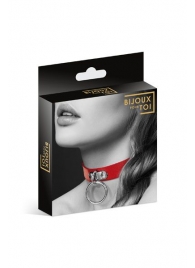 Красный узенький чокер с кольцом - Bijoux Pour Toi - купить с доставкой в Долгопрудном