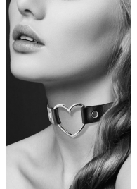Чёрный чокер с кольцом в форме сердца - Bijoux Pour Toi - купить с доставкой в Долгопрудном