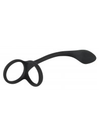 Эрекционное кольцо с утяжкой на мошонку и анальным плаг Black Velvets - Orion - в Долгопрудном купить с доставкой