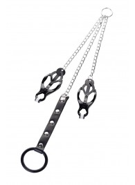 Черно-серебристые зажимы для сосков с кольцом для пениса TOYFA Metal - ToyFa - купить с доставкой в Долгопрудном