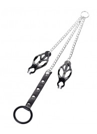 Черно-серебристые зажимы для сосков с кольцом для пениса TOYFA Metal - ToyFa - купить с доставкой в Долгопрудном