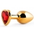 Золотистая анальная пробка с красным стразом-сердечком - 8 см. - Anal Jewelry Plug - купить с доставкой в Долгопрудном