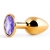 Золотистая анальная пробка с фиолетовым стразом - 7,2 см. - Anal Jewelry Plug - купить с доставкой в Долгопрудном