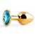 Золотистая анальная пробка с голубым стразом - 7,2 см. - Anal Jewelry Plug - купить с доставкой в Долгопрудном