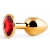 Золотистая анальная пробка с красным стразом - 7,2 см. - Anal Jewelry Plug - купить с доставкой в Долгопрудном