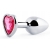 Серебристая анальная пробка с розовым кристаллом-сердечком - 7 см. - Anal Jewelry Plug - купить с доставкой в Долгопрудном