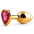 Золотистая анальная пробка с малиновым кристаллом-сердечком - 7 см. - Anal Jewelry Plug - купить с доставкой в Долгопрудном