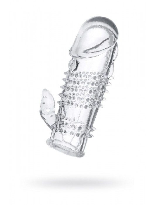 Прозрачная гелевая насадка с шипами и клиторальным отростком - 13 см. - Toyfa Basic - в Долгопрудном купить с доставкой