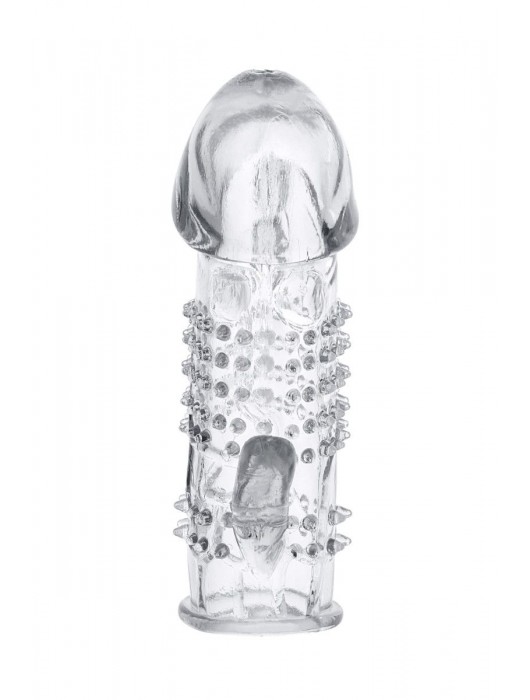 Прозрачная гелевая насадка с шипами и клиторальным отростком - 13 см. - Toyfa Basic - в Долгопрудном купить с доставкой