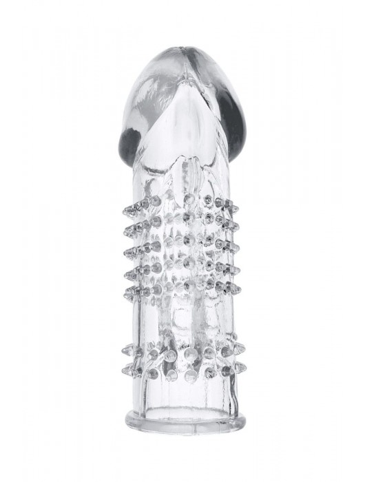 Прозрачная гелевая насадка с шипами и клиторальным отростком - 13 см. - Toyfa Basic - в Долгопрудном купить с доставкой