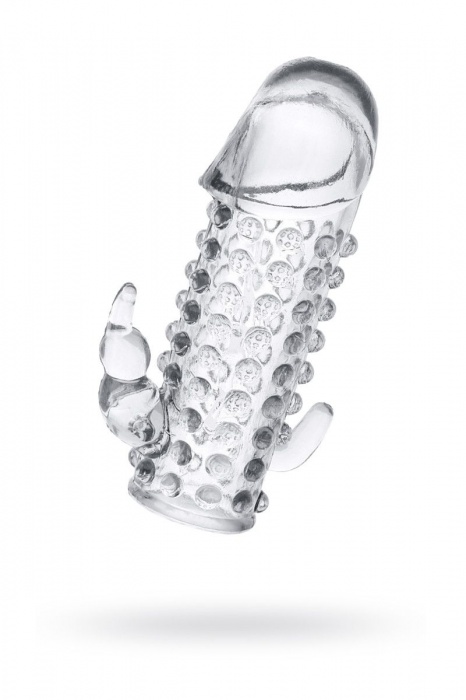 Гелевая прозрачная насадка с 2 отростками - 13 см. - Toyfa Basic - в Долгопрудном купить с доставкой