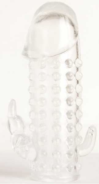 Гелевая прозрачная насадка с 2 отростками - 13 см. - Toyfa Basic - в Долгопрудном купить с доставкой