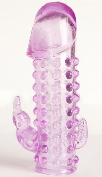 Закрытая фиолетовая насадка с 2 отростками - 13 см. - Toyfa Basic - в Долгопрудном купить с доставкой