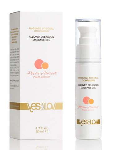 Универсальный массажный гель-смазка Allover Delicious Massage Gel с ароматом персика и аброкоса - 50 мл. - YESforLOV - купить с доставкой в Долгопрудном