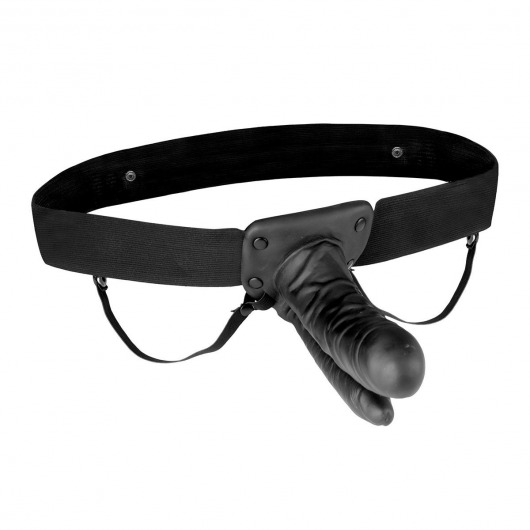 Полый страпон с двумя отростками и вибрацией Unisex Vibrating Hollow Strap-On Double Penetrating Dildo - 17,8 см. - Lux Fetish - купить с доставкой в Долгопрудном