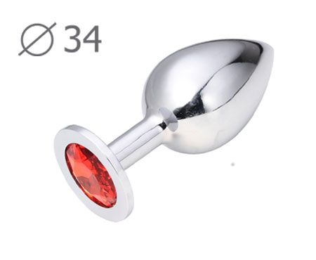 Коническая серебристая анальная втулка с красным кристаллом - 8,2 см. - Anal Jewelry Plug - купить с доставкой в Долгопрудном