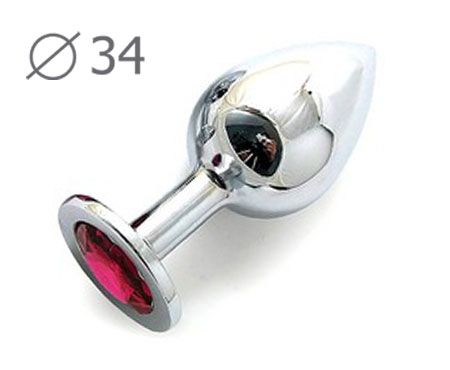 Коническая серебристая анальная втулка с малиновым кристаллом - 8,2 см. - Anal Jewelry Plug - купить с доставкой в Долгопрудном