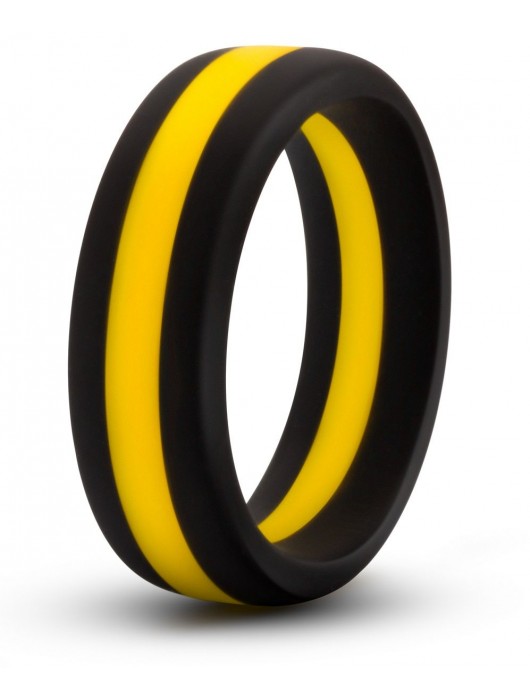 Черно-желтое силиконовое эрекционное кольцо Silicone Go Pro Cock Ring - Blush Novelties - в Долгопрудном купить с доставкой