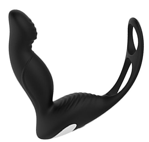 Черный вибромассажер простаты P-PLEASER W ERECTION ENHANCE - Dream Toys - в Долгопрудном купить с доставкой
