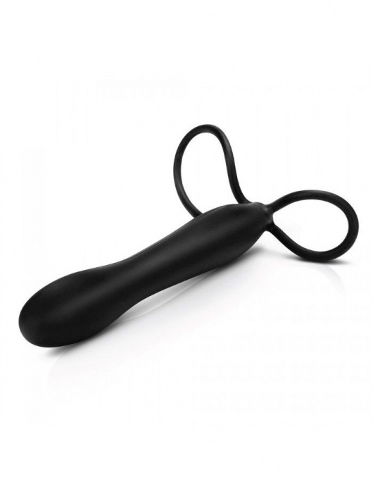 Черная насадка на пенис для двойной стимуляции Mojo BlackJack - 15 см. - Seven Creations - в Долгопрудном купить с доставкой