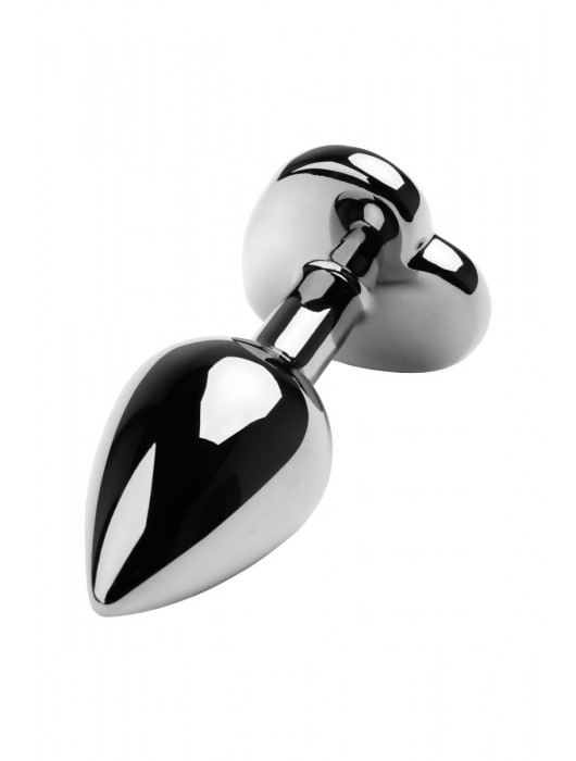 Серебристая коническая анальная пробка с красным кристаллом-сердечком - 7 см. - ToyFa - купить с доставкой в Долгопрудном