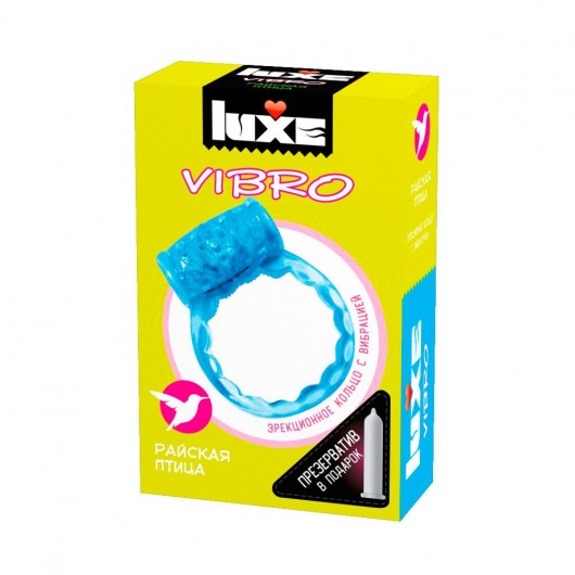 Голубое эрекционное виброкольцо Luxe VIBRO  Райская птица  + презерватив - Luxe - в Долгопрудном купить с доставкой