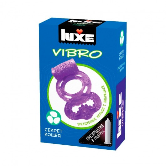 Фиолетовое эрекционное виброкольцо Luxe VIBRO  Секрет Кощея  + презерватив - Luxe - в Долгопрудном купить с доставкой
