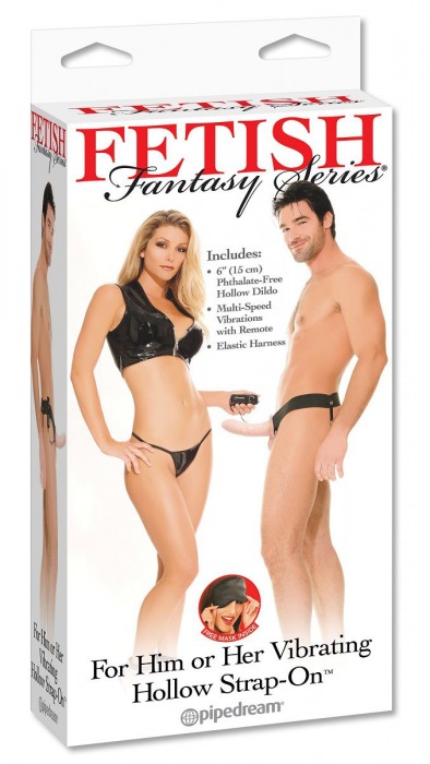 Полый страпон унисекс телесного цвета с вибрацией For Him or Her ​Vibrating Hollow Strap-On - 15 см. - Pipedream - купить с доставкой в Долгопрудном