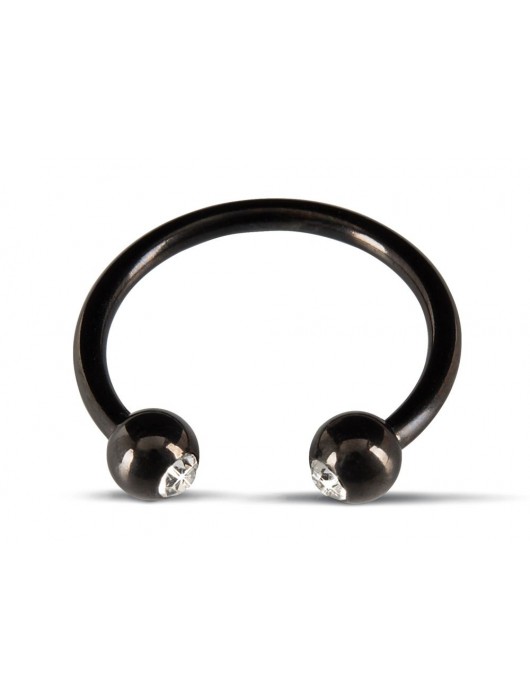 Черное металлическое кольцо под головку со стразами Glans Ring - Orion - купить с доставкой в Долгопрудном