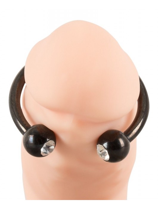 Черное металлическое кольцо под головку со стразами Glans Ring - Orion - купить с доставкой в Долгопрудном