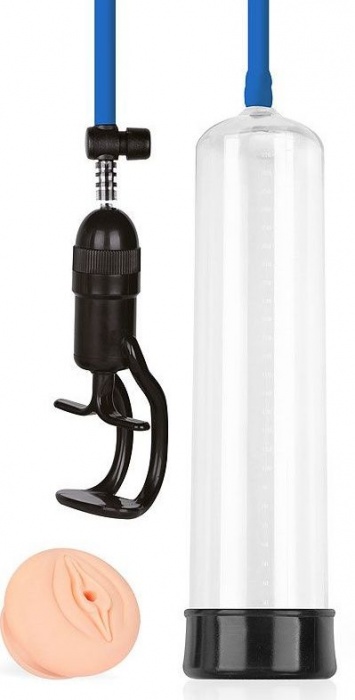 Прозрачная вакуумная помпа Sex Expert с насадкой-вагиной - Sex Expert - в Долгопрудном купить с доставкой