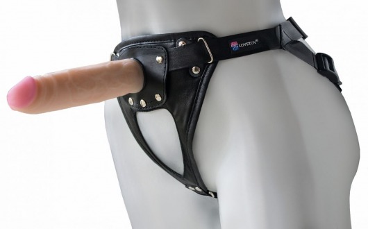 Черный пояс-трусики с насадкой  Soft-Принц  - 17 см. - LOVETOY (А-Полимер) - купить с доставкой в Долгопрудном