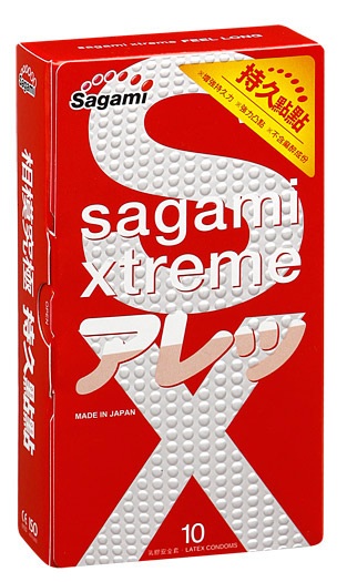 Утолщенные презервативы Sagami Xtreme Feel Long с точками - 10 шт. - Sagami - купить с доставкой в Долгопрудном
