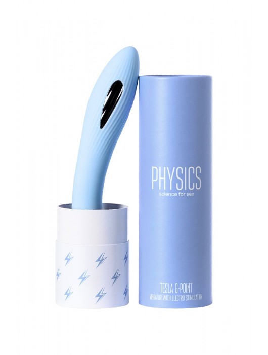 Голубой силиконовый вибратор с электростимуляцией TESLA G-POINT - 21 см. - ToyFa - купить с доставкой в Долгопрудном