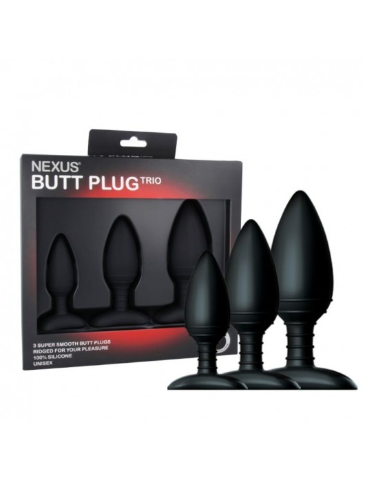 Набор из 3 черных анальных втулок NEXUS BUTT PLUG TRIO SET - Nexus Range