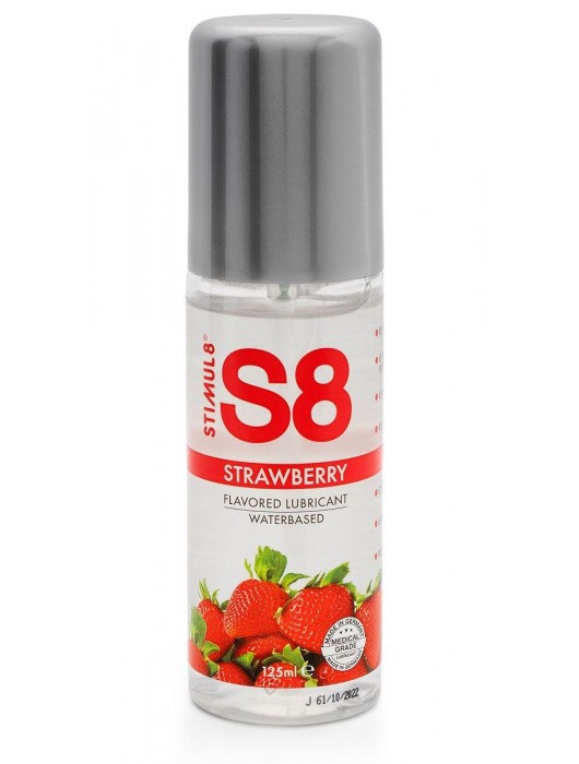 Смазка на водной основе S8 Flavored Lube со вкусом клубники - 125 мл. - Stimul8 - купить с доставкой в Долгопрудном