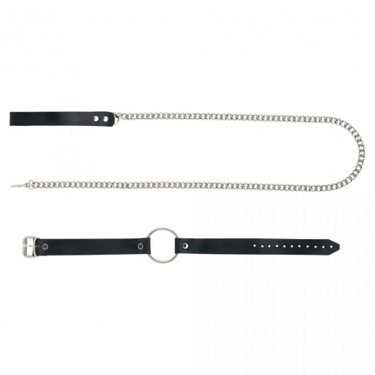 Черный поводок и чокер с кольцом Rada - Rebelts - купить с доставкой в Долгопрудном