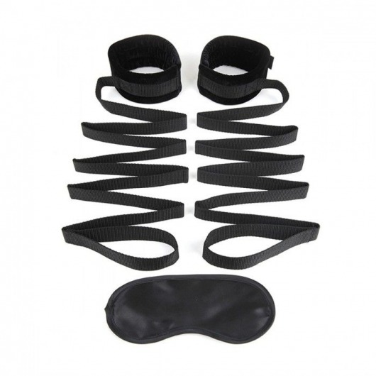 Чёрные манжеты для фиксации на кровати Bondage Bed Strap - Lux Fetish - купить с доставкой в Долгопрудном