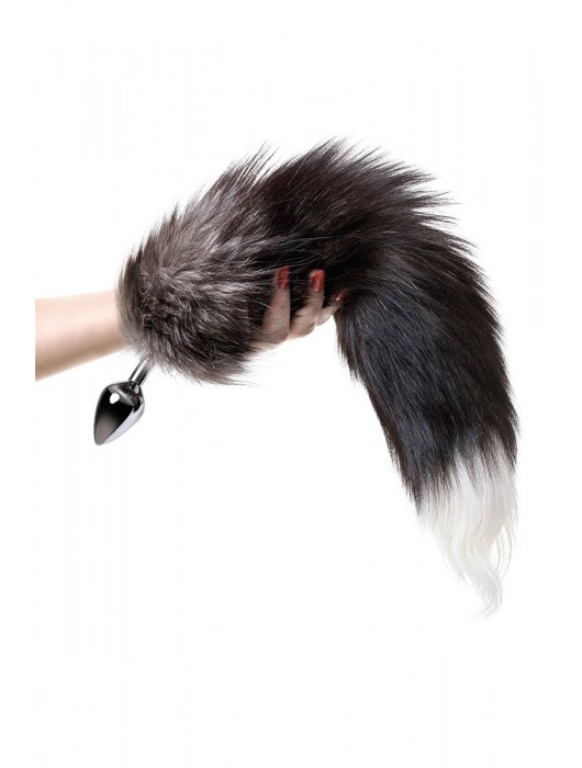 Серебристая металлическая анальная втулка с хвостом чернобурой лисы - размер S - ToyFa - купить с доставкой в Долгопрудном