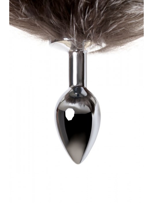 Серебристая металлическая анальная втулка с хвостом чернобурой лисы - размер S - ToyFa - купить с доставкой в Долгопрудном