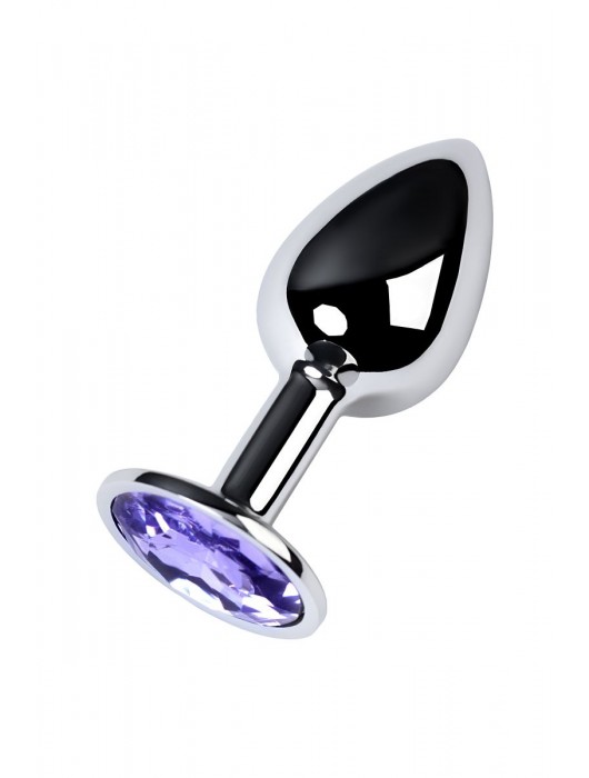 Серебристая конусовидная анальная пробка с фиолетовым кристаллом - 7 см. - ToyFa - купить с доставкой в Долгопрудном
