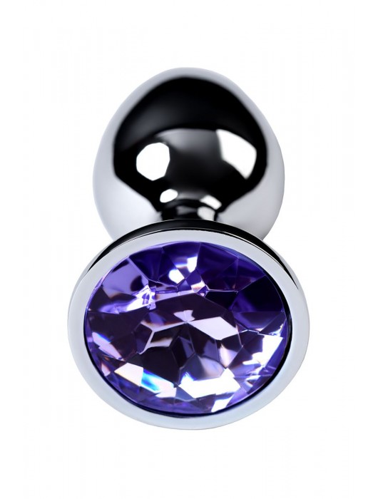 Серебристая конусовидная анальная пробка с фиолетовым кристаллом - 7 см. - ToyFa - купить с доставкой в Долгопрудном