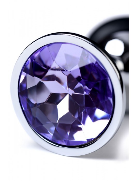 Серебристая конусовидная анальная пробка с фиолетовым кристаллом - 7 см. - ToyFa - купить с доставкой в Долгопрудном