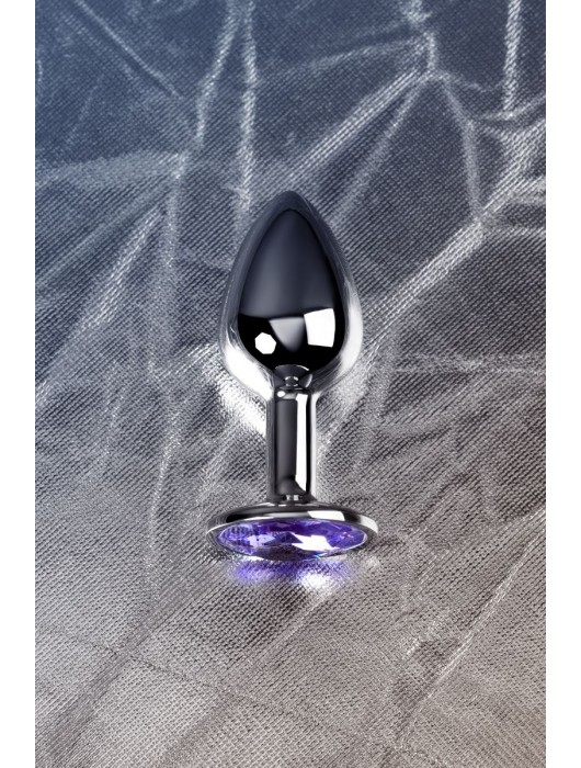 Серебристая конусовидная анальная пробка с фиолетовым кристаллом - 7 см. - ToyFa - купить с доставкой в Долгопрудном
