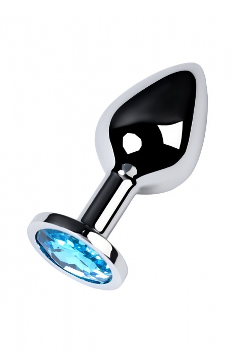 Серебристая конусовидная анальная пробка с голубым кристаллом - 8 см. - ToyFa - купить с доставкой в Долгопрудном