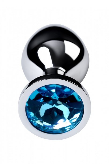 Серебристая конусовидная анальная пробка с голубым кристаллом - 8 см. - ToyFa - купить с доставкой в Долгопрудном
