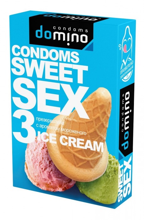 Презервативы для орального секса DOMINO Sweet Sex с ароматом мороженого - 3 шт. - Domino - купить с доставкой в Долгопрудном